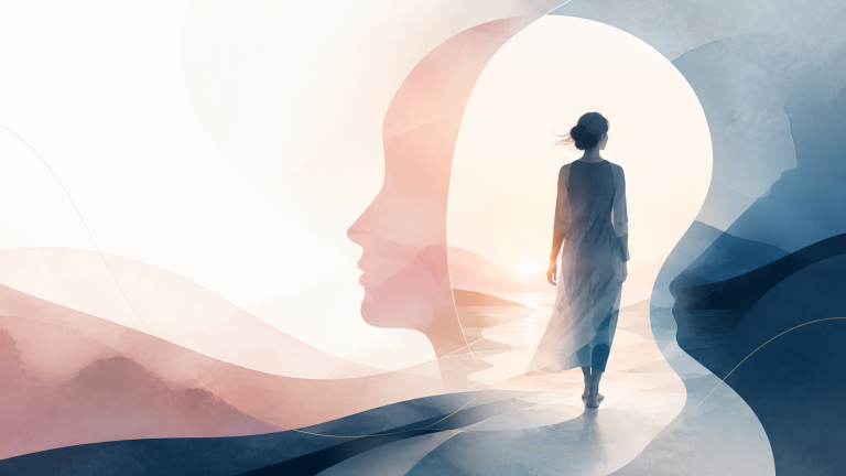 The Next Self — a person moving toward light, suggesting change, possibility, and becoming.